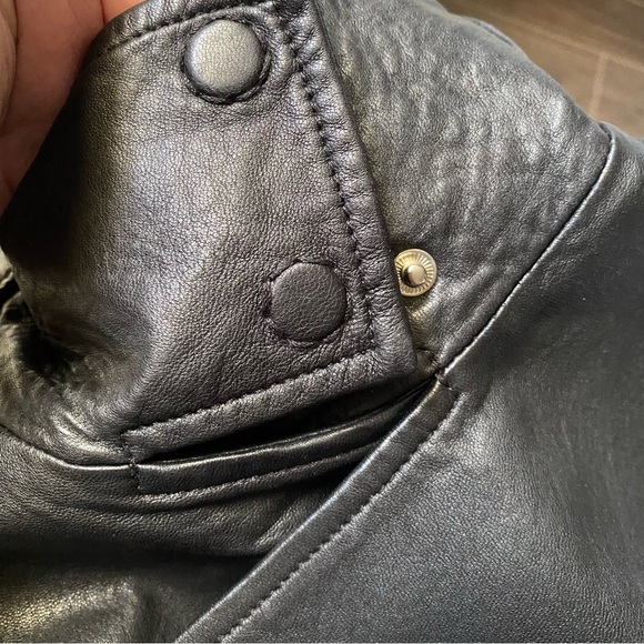 Mackage Aritzia Black Lambskin Leather Sleeveless Motorcycle Moto Vest - Picture 10 of 14